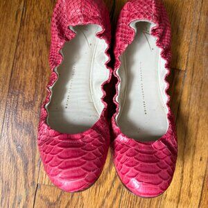 Guiseppe Zanotti Womens Ballet Flats Size 37.5 Pink Snakeskin No Box